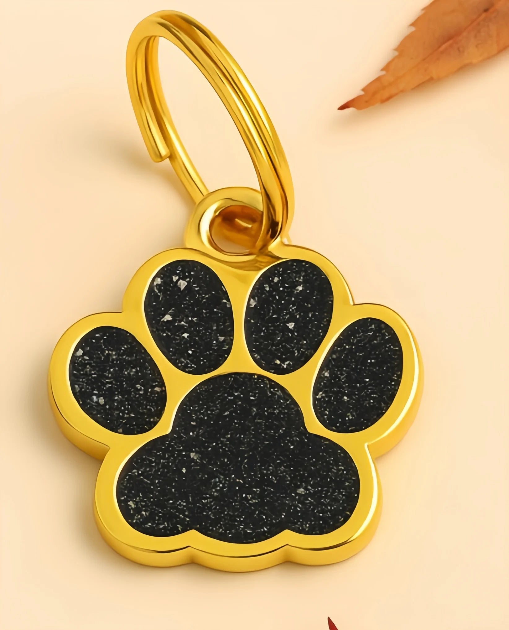 Lunaelle™ Personalized Glitter Paw Pet ID Tag – Custom Engraved Name Plate for Dogs & Cats