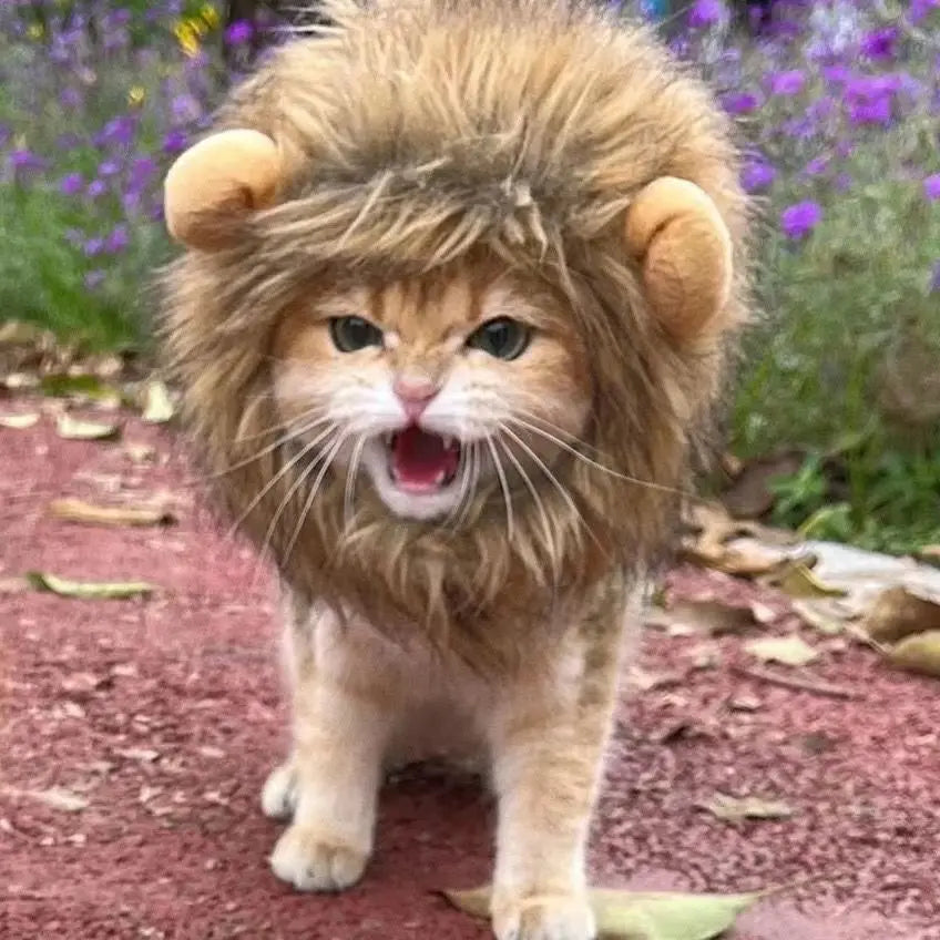 Lunaelle™ Lion Mane Pet Costume Hat – Cute Cat & Dog Cosplay Wig with Ears