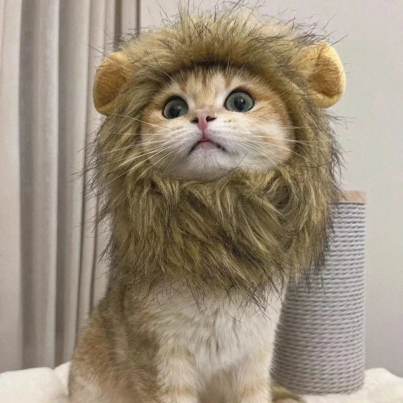Lunaelle™ Lion Mane Pet Costume Hat – Cute Cat & Dog Cosplay Wig with Ears