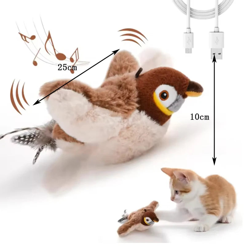 Lunaelle™ Interactive Chirping Bird Toy – Rechargeable Flapping Plush Toy for Cats & Dogs
