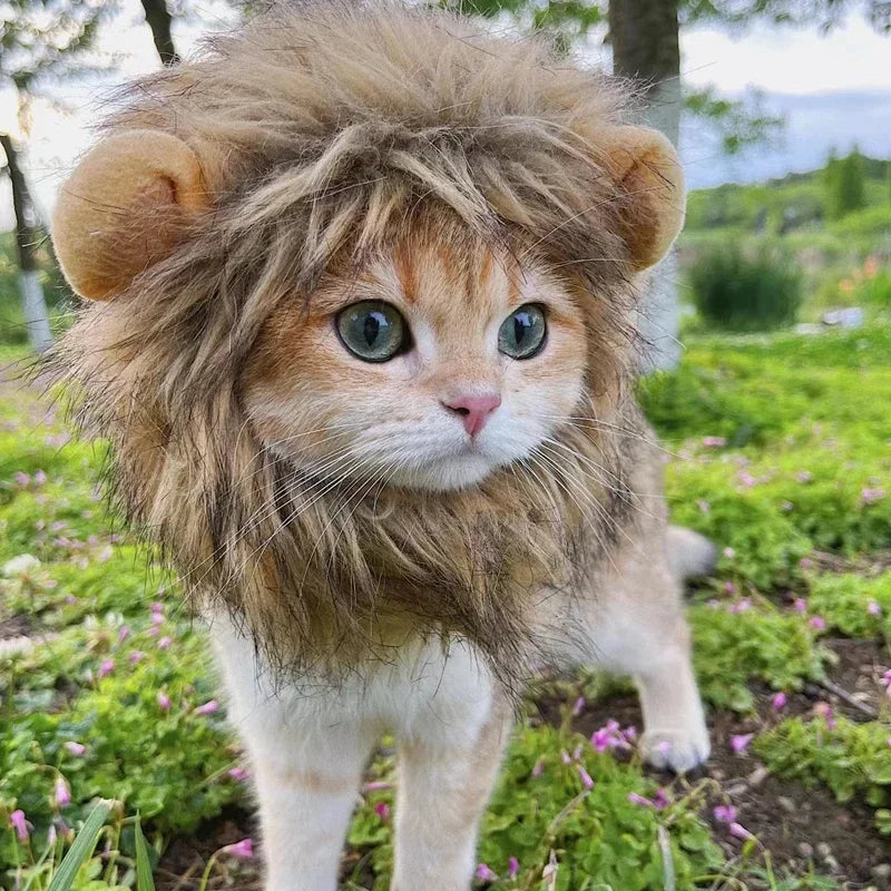 Lunaelle™ Lion Mane Pet Costume Hat – Cute Cat & Dog Cosplay Wig with Ears