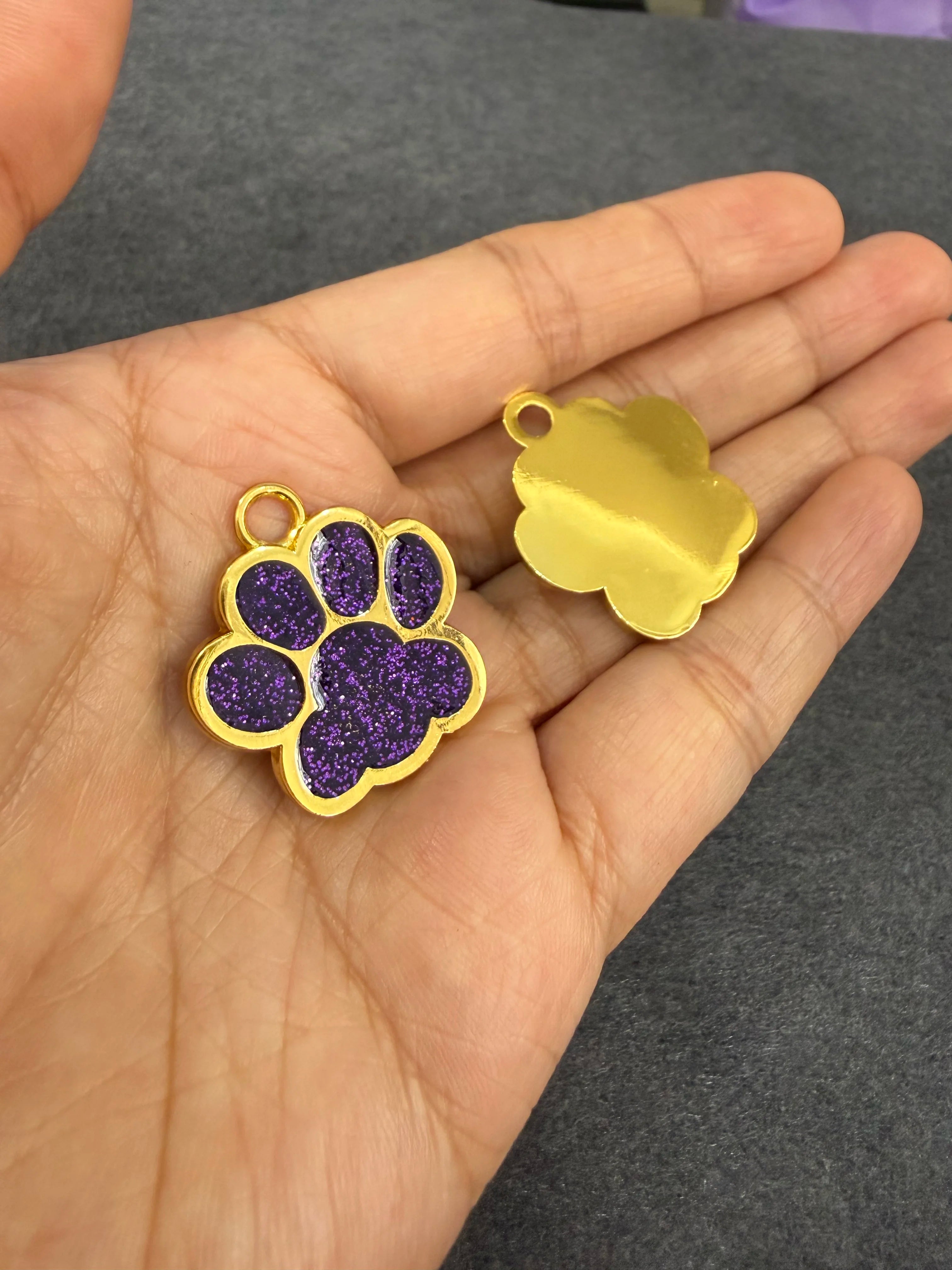 Lunaelle™ Personalized Glitter Paw Pet ID Tag – Custom Engraved Name Plate for Dogs & Cats