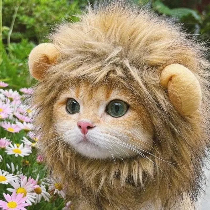 Lunaelle™ Lion Mane Pet Costume Hat – Cute Cat & Dog Cosplay Wig with Ears